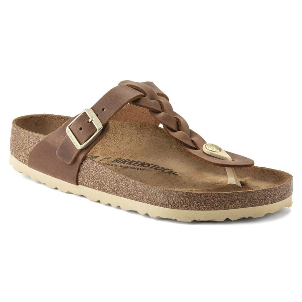 BIRKENSTOCK GIZEH BRAID OILED LEATHER-COGNAC