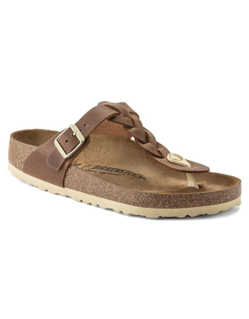 BIRKENSTOCK GIZEH BRAID OILED LEATHER-COGNAC