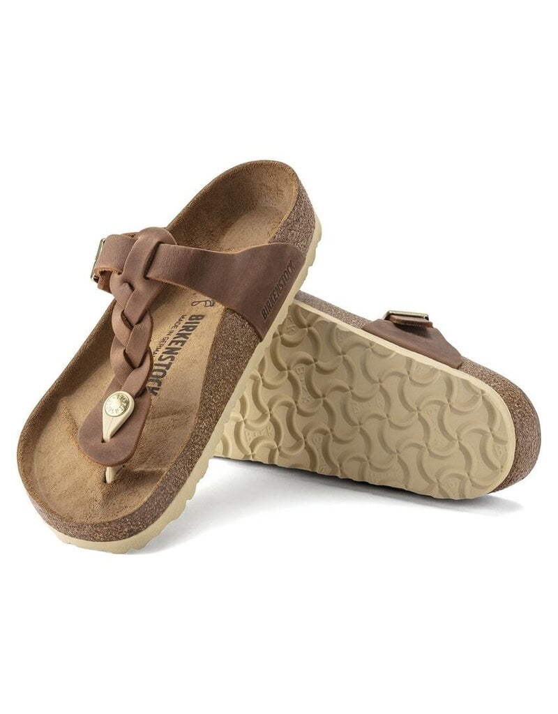 BIRKENSTOCK GIZEH BRAID OILED LEATHER-COGNAC