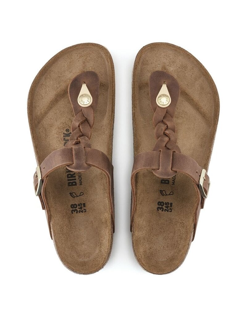 BIRKENSTOCK GIZEH BRAID OILED LEATHER-COGNAC