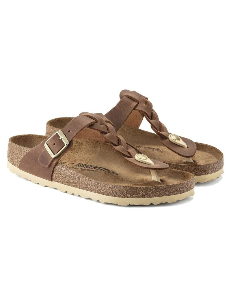 BIRKENSTOCK GIZEH BRAID OILED LEATHER-COGNAC