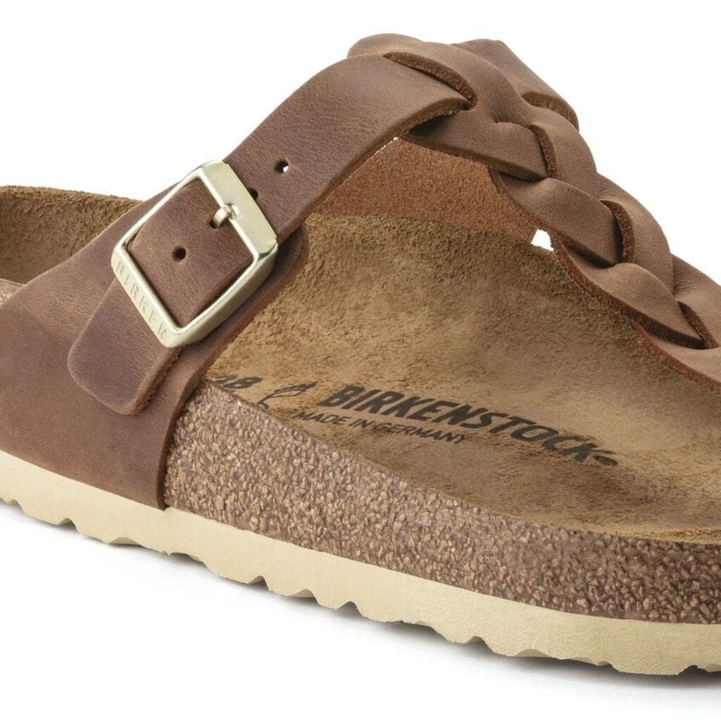 BIRKENSTOCK GIZEH BRAID OILED LEATHER-COGNAC