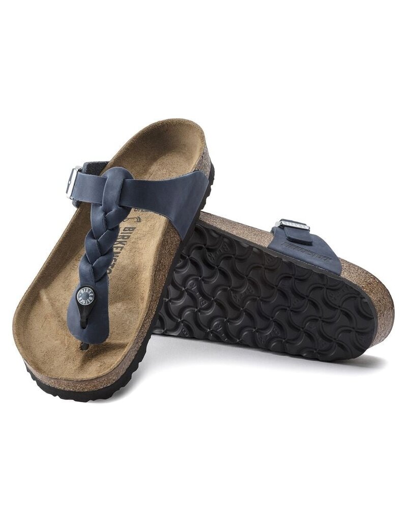 BIRKENSTOCK GIZEH BRAID OILED LEATHER-NAVY