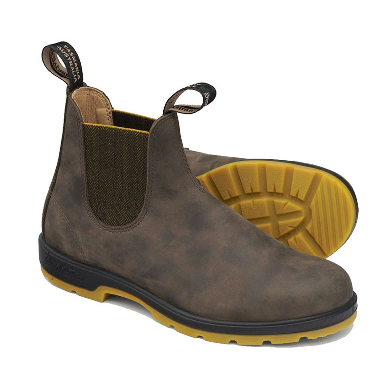 BLUNDSTONE CLASSIC CHELSEA BOOT #1944-RUSTIC BROWN/MUSTARD