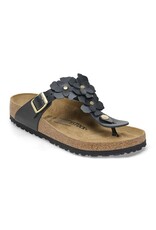 BIRKENSTOCK GIZEH LEATHER-FLOWERS BLACK