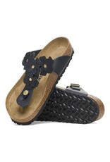 BIRKENSTOCK GIZEH LEATHER-FLOWERS BLACK
