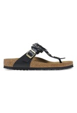 BIRKENSTOCK GIZEH LEATHER-FLOWERS BLACK