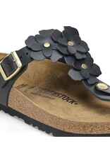 BIRKENSTOCK GIZEH LEATHER-FLOWERS BLACK