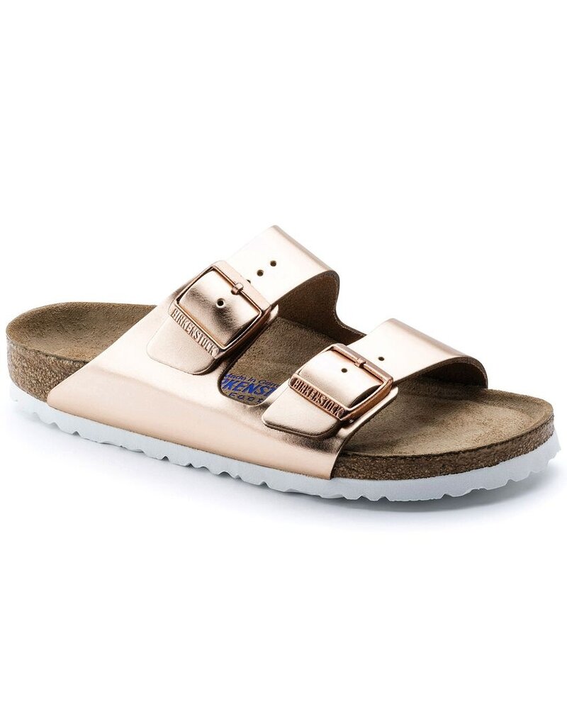 BIRKENSTOCK ARIZONA SOFT FOOTBED LEATHER-METALLIC COPPER