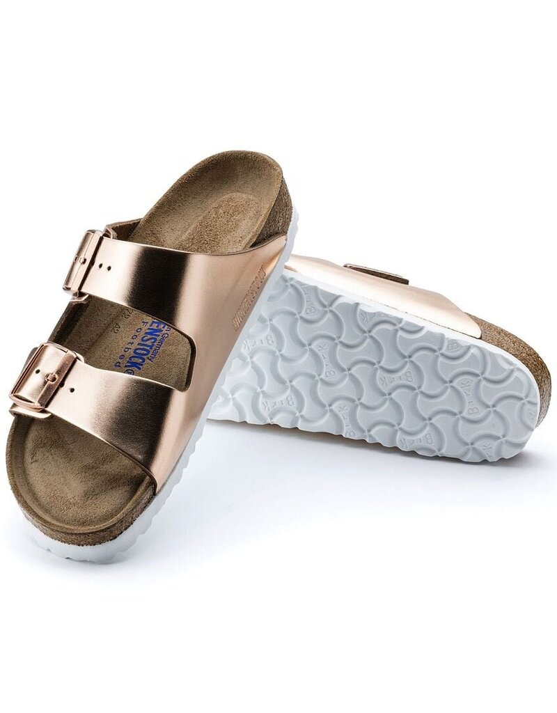 BIRKENSTOCK ARIZONA SOFT FOOTBED LEATHER-METALLIC COPPER