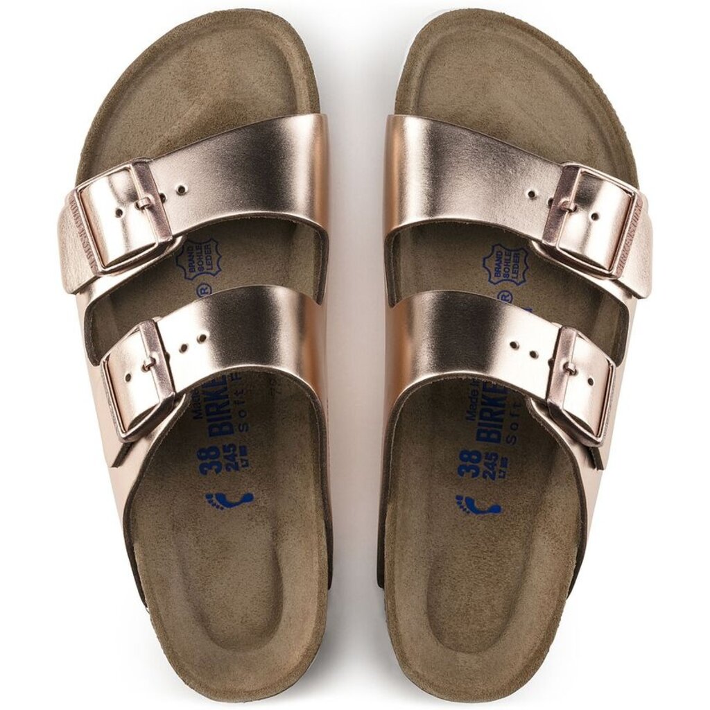 BIRKENSTOCK ARIZONA SOFT FOOTBED LEATHER-METALLIC COPPER