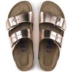 BIRKENSTOCK ARIZONA SOFT FOOTBED LEATHER-METALLIC COPPER