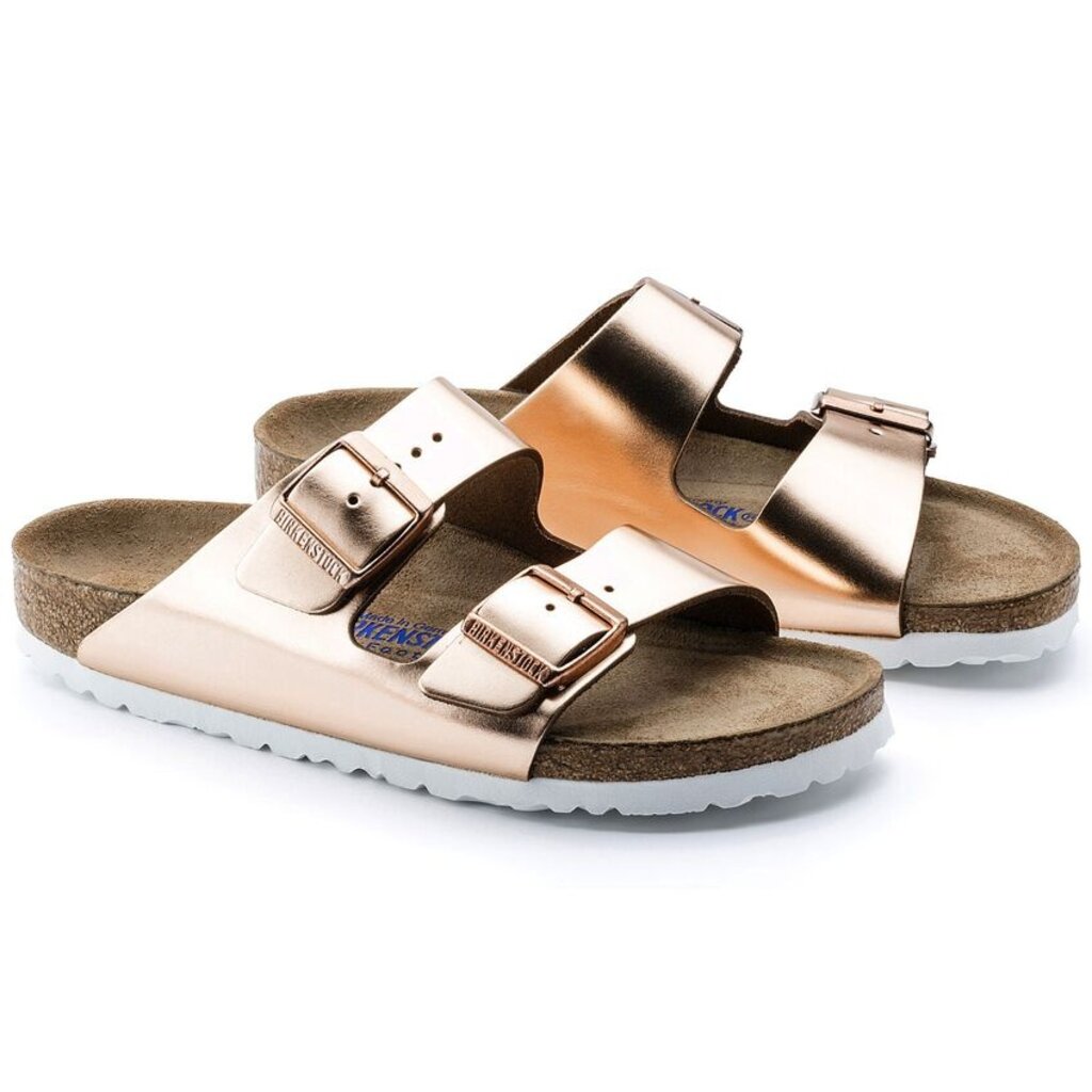 BIRKENSTOCK ARIZONA SOFT FOOTBED LEATHER-METALLIC COPPER