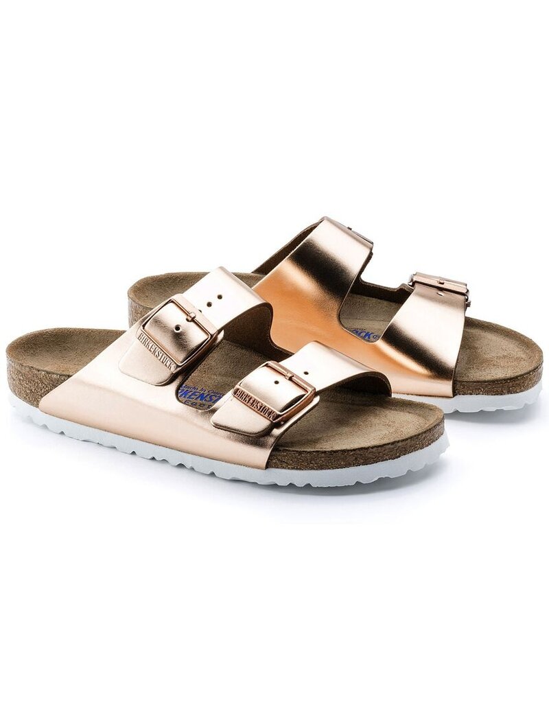 BIRKENSTOCK ARIZONA SOFT FOOTBED LEATHER-METALLIC COPPER
