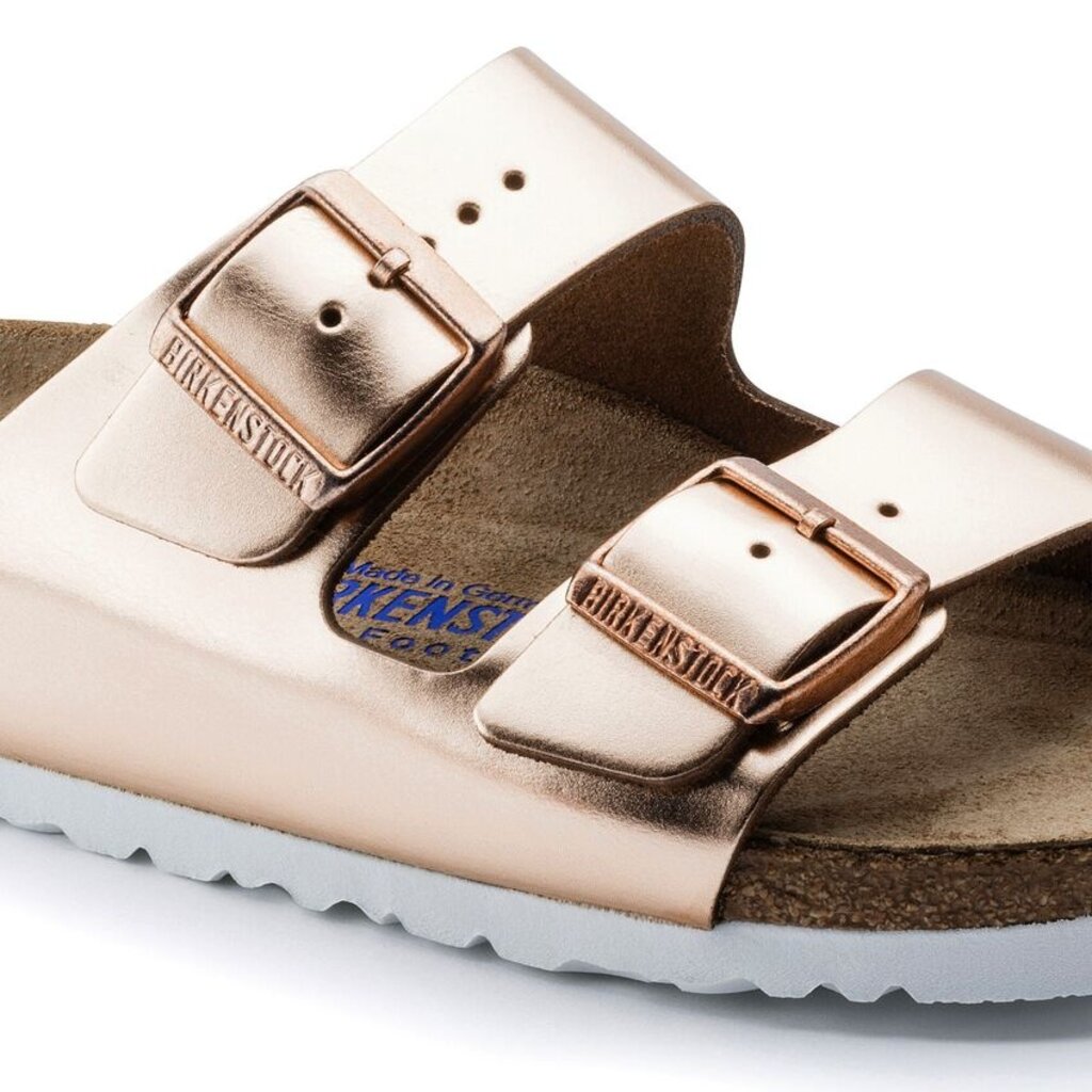 BIRKENSTOCK ARIZONA SOFT FOOTBED LEATHER-METALLIC COPPER