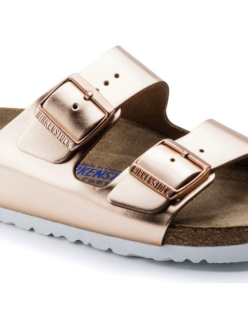 BIRKENSTOCK ARIZONA SOFT FOOTBED LEATHER-METALLIC COPPER