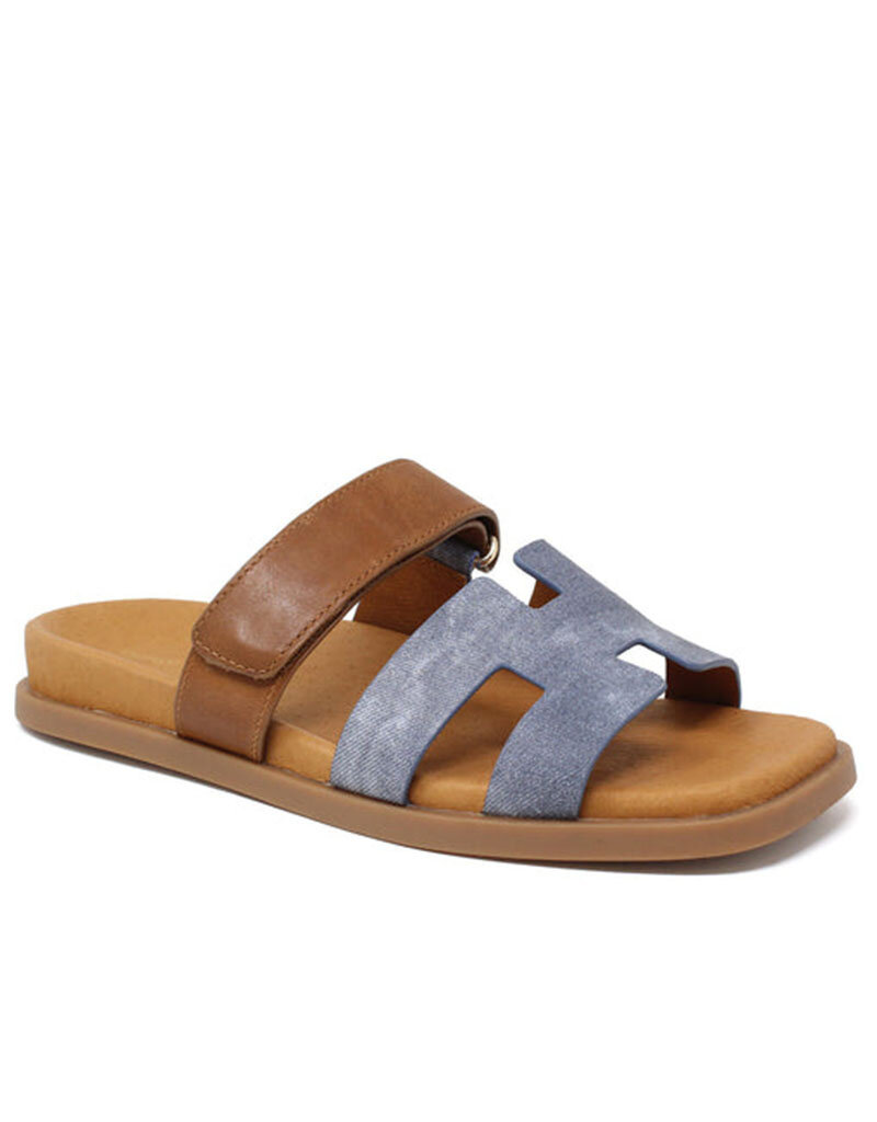 DJANGO & JULIETTE WOMEN'S NODETTE-WASHED DENIM/TAN