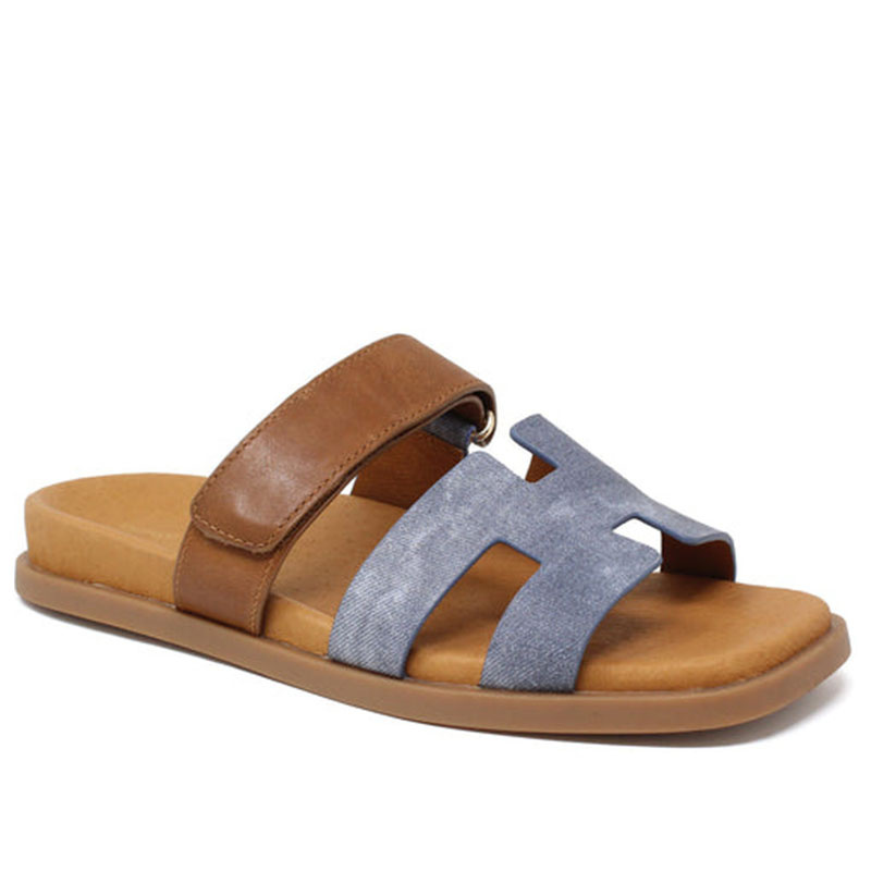 DJANGO & JULIETTE WOMEN'S NODETTE-WASHED DENIM/TAN