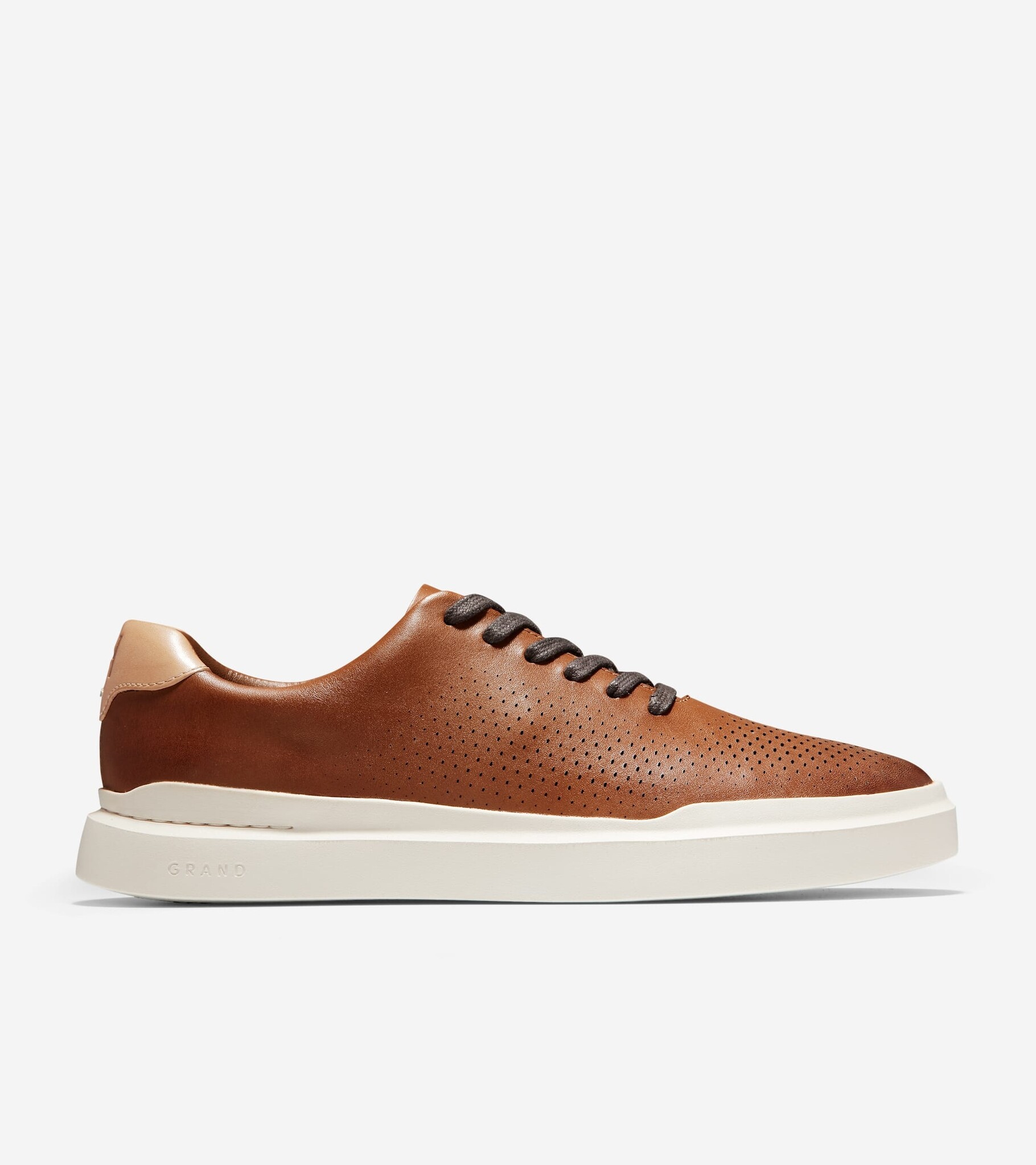 COLE HAAN MEN'S GRANDPRO RALLY LASER CUT SNEAKER BRITISH TAN/IVORY