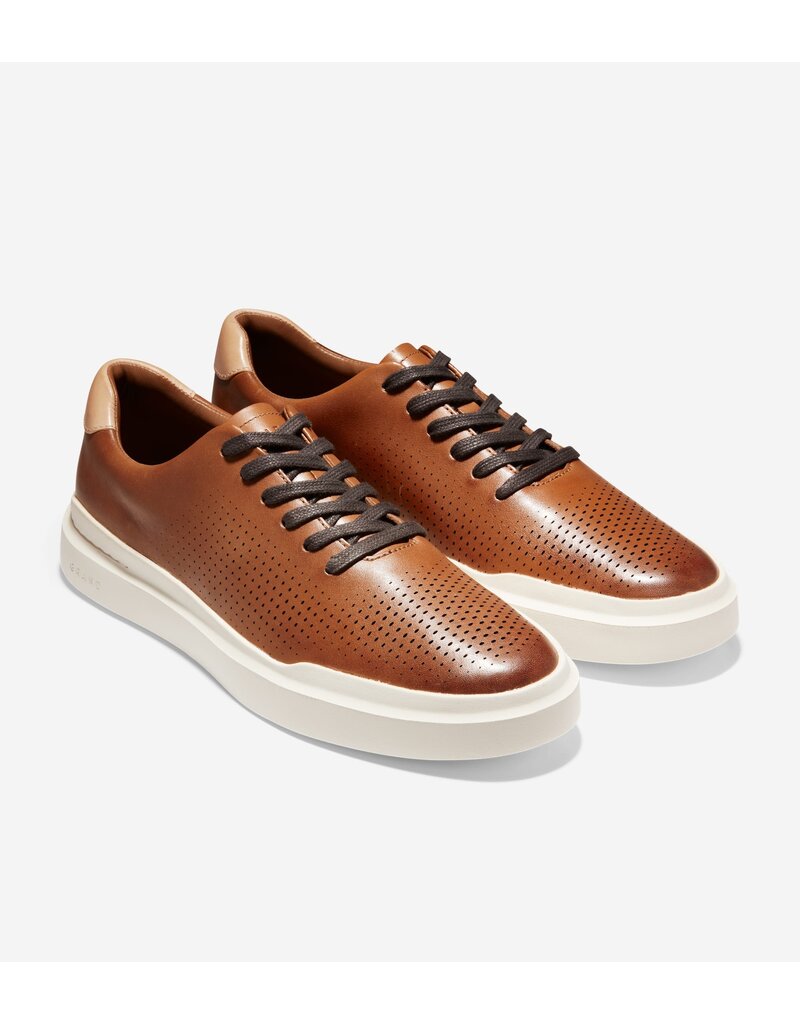 COLE HAAN MEN'S GRANDPRO RALLY LASER CUT SNEAKER BRITISH TAN/IVORY