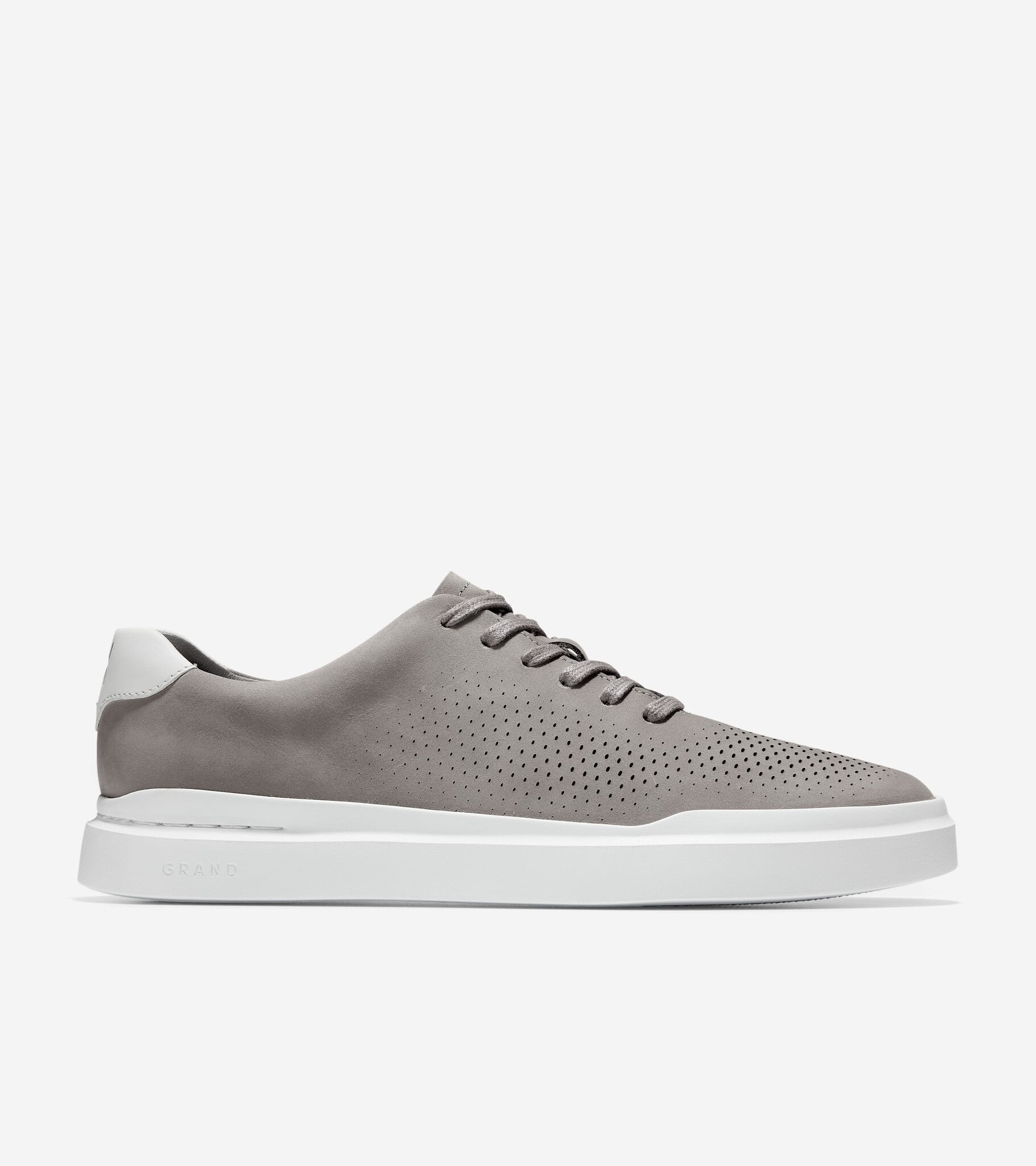 COLE HAAN MEN'S GRANDPRO RALLY LASER CUT SNEAKER IRON/OPTIC WHITE