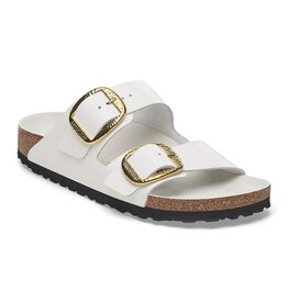 BIRKENSTOCK ARIZONA HAMMERED BIG BUCKLE HIGH SHINE LEATHER-ANTIQUE WHITE