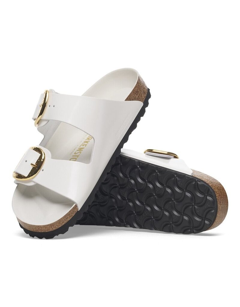 BIRKENSTOCK ARIZONA HAMMERED BIG BUCKLE HIGH SHINE LEATHER-ANTIQUE WHITE