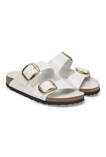 BIRKENSTOCK ARIZONA HAMMERED BIG BUCKLE HIGH SHINE LEATHER-ANTIQUE WHITE