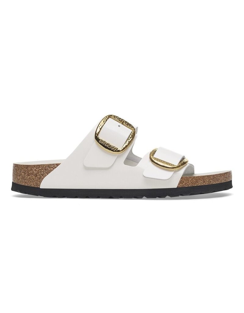 BIRKENSTOCK ARIZONA HAMMERED BIG BUCKLE HIGH SHINE LEATHER-ANTIQUE WHITE