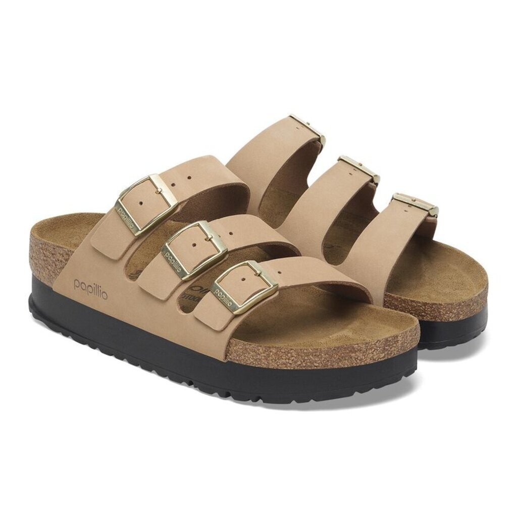 BIRKENSTOCK FLORIDA III PLATFORM NUBUCK-SANDCASTLE