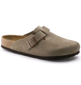 BIRKENSTOCK BOSTON SOFT FOOTBED SUEDE LEATHER-TAUPE