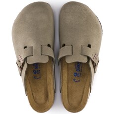 BIRKENSTOCK BOSTON SOFT FOOTBED SUEDE LEATHER-TAUPE - BEND SHOE CO