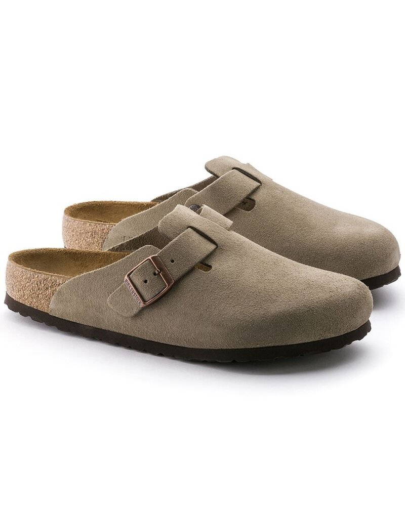 BIRKENSTOCK BOSTON SOFT FOOTBED SUEDE LEATHER-TAUPE