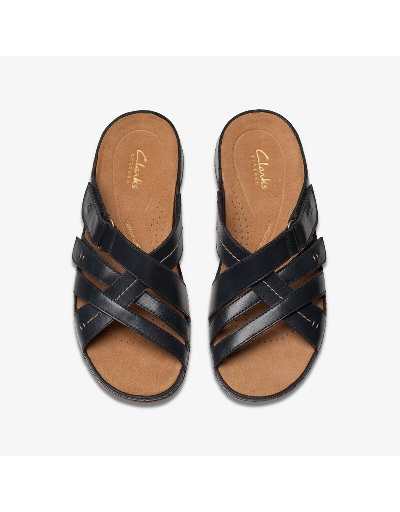CLARKS WOMEN'S CECILY SLIDE LEATHER-BLACK