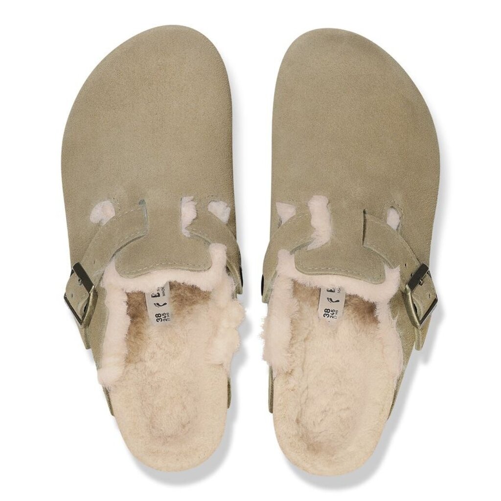 BIRKENSTOCK BOSTON SUEDE SHEARLING-TAUPE/SANDCASTLE