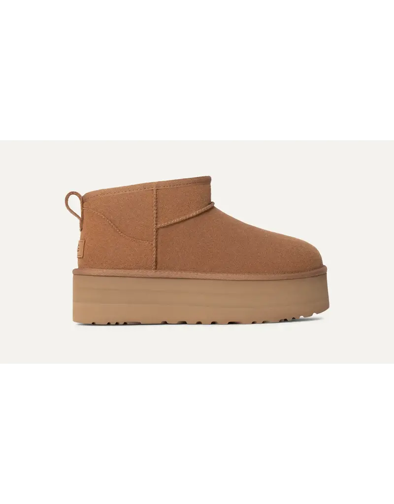 UGG WOMEN'S CLASSIC ULTRA MINI PLATFORM BOOT-CHESTNUT