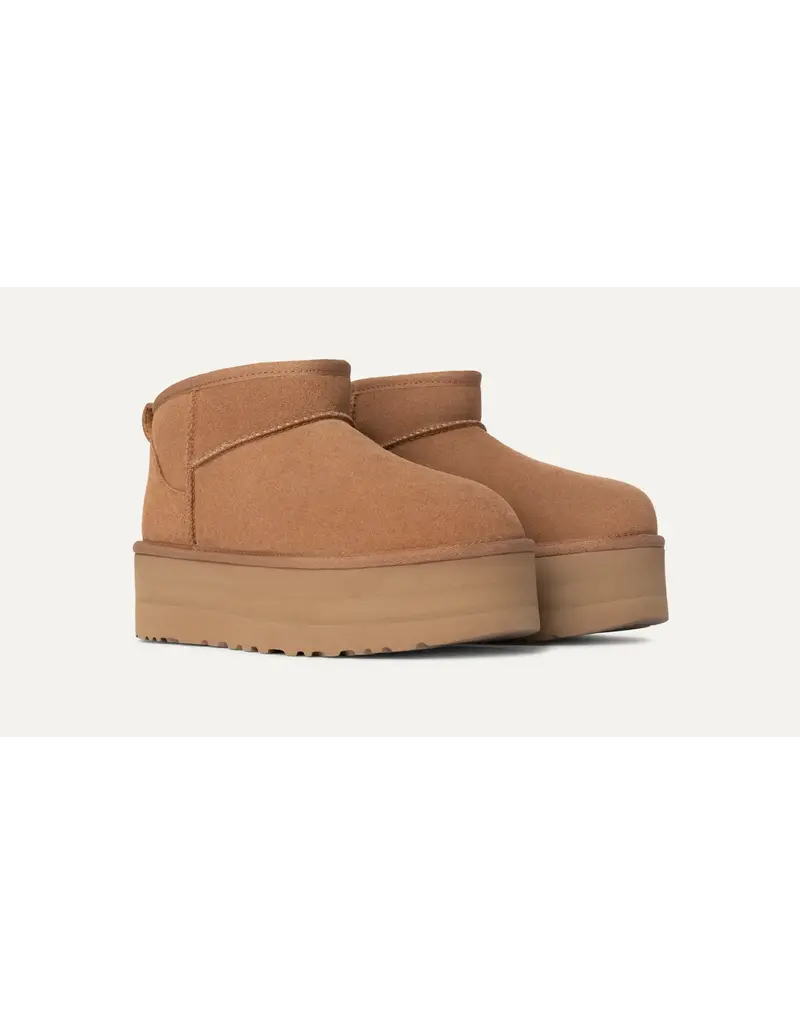 UGG WOMEN'S CLASSIC ULTRA MINI PLATFORM BOOT-CHESTNUT