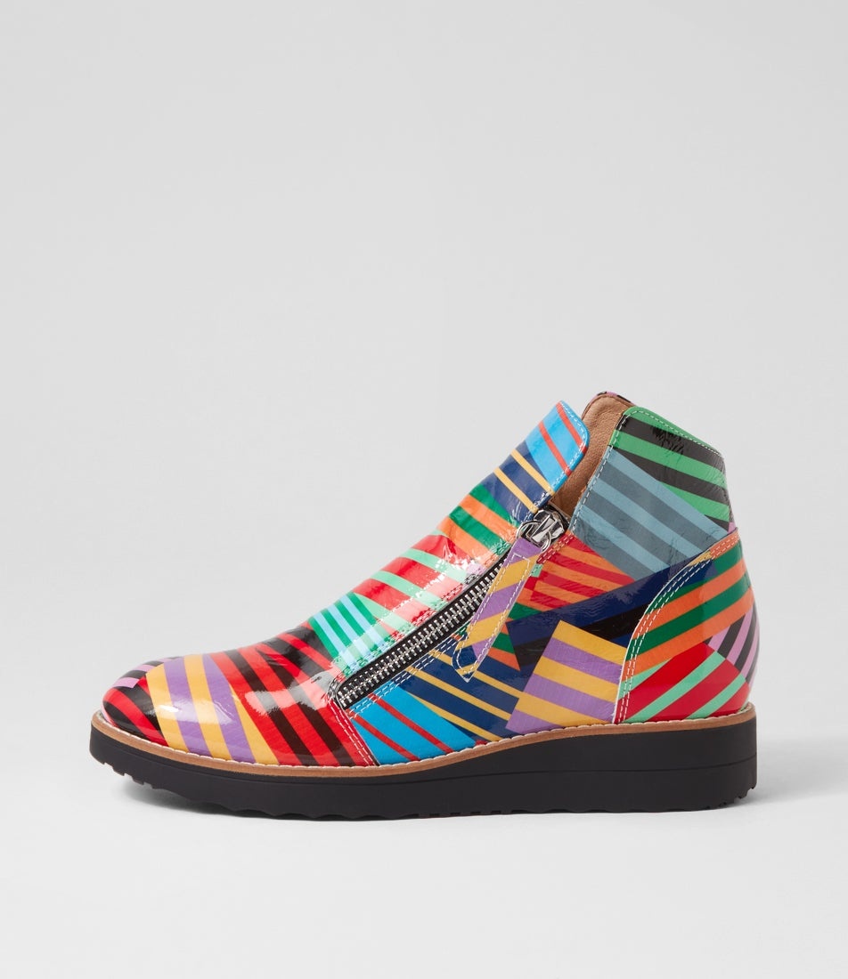DJANGO & JULIETTE WOMEN'S OHMY PATENT-BLACK STRIPE MULTI