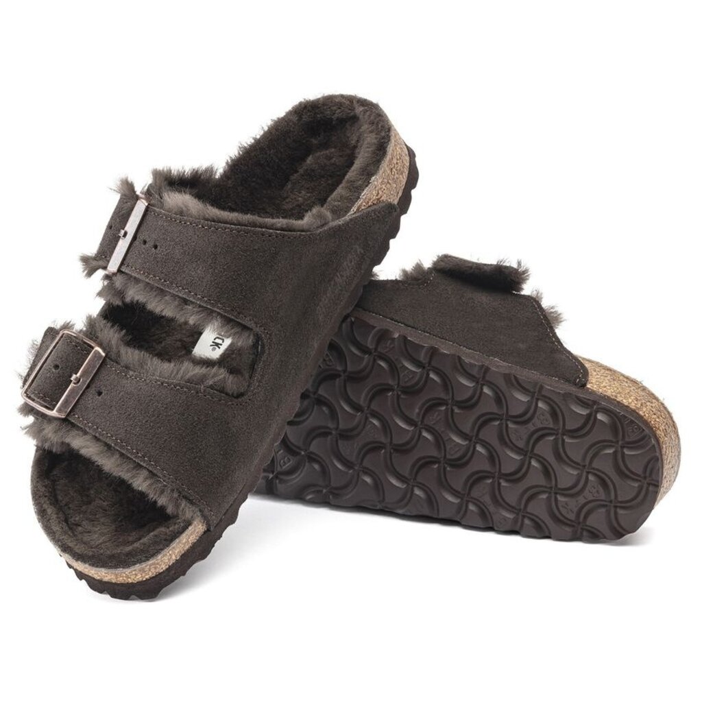 BIRKENSTOCK ARIZONA SHEARLING SUEDE-MOCHA | BEND SHOE CO