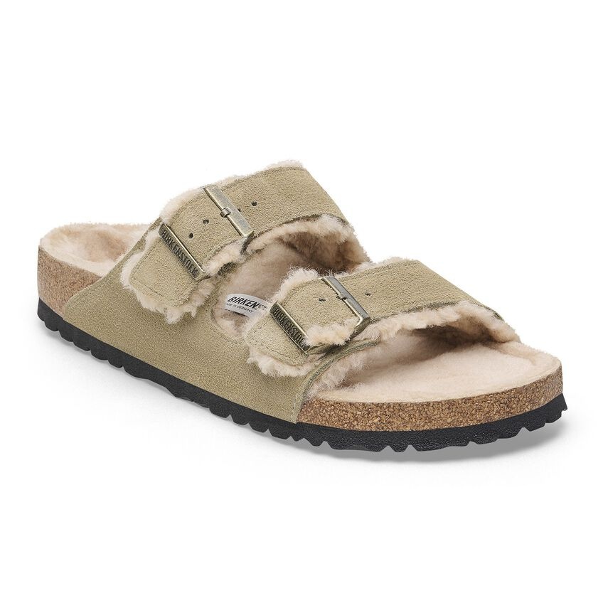 BIRKENSTOCK ARIZONA SUEDE/SHEARLING-SHEARLING TAUPE/SANDCASTLE