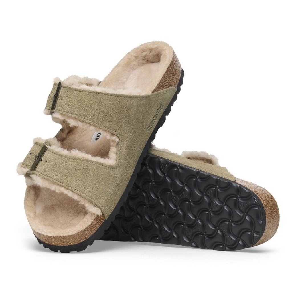 BIRKENSTOCK ARIZONA SUEDE/SHEARLING-SHEARLING TAUPE/SANDCASTLE | BEND SHOE CO