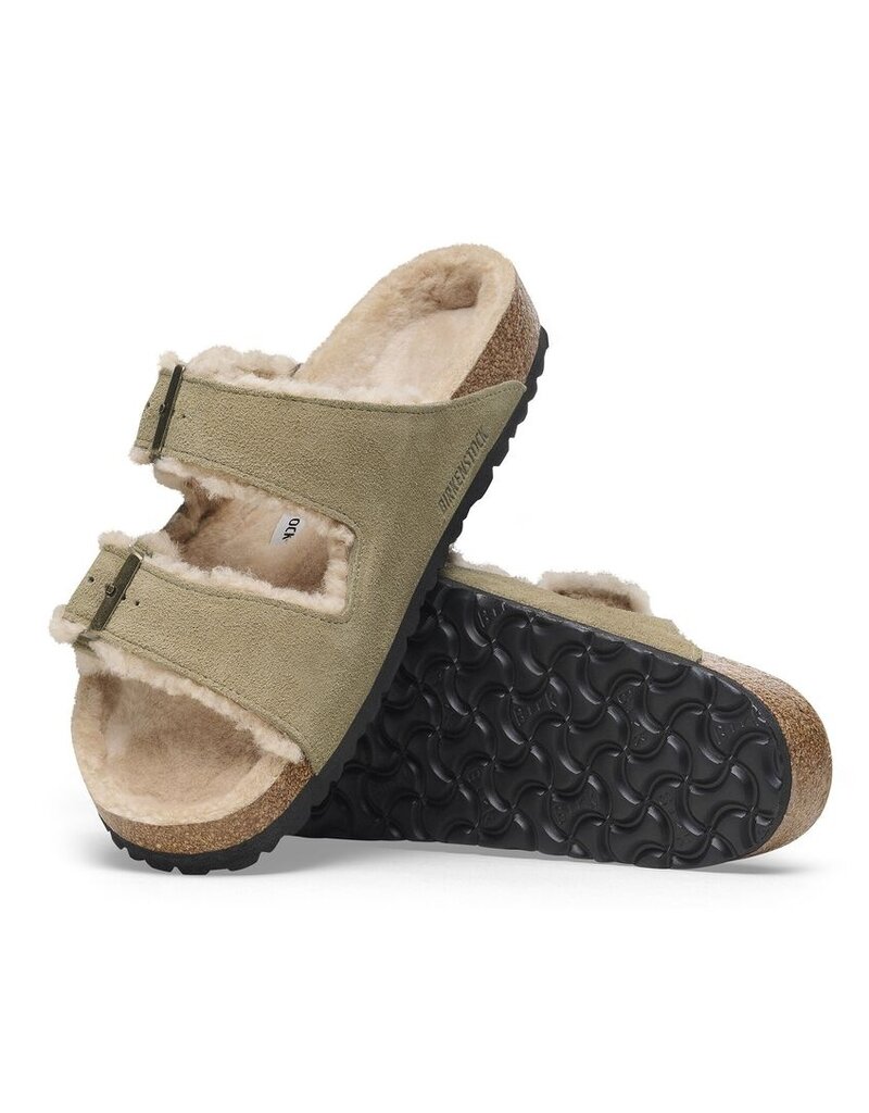 BIRKENSTOCK ARIZONA SUEDE/SHEARLING-SHEARLING TAUPE/SANDCASTLE