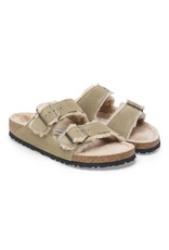 BIRKENSTOCK ARIZONA SUEDE/SHEARLING-SHEARLING TAUPE/SANDCASTLE