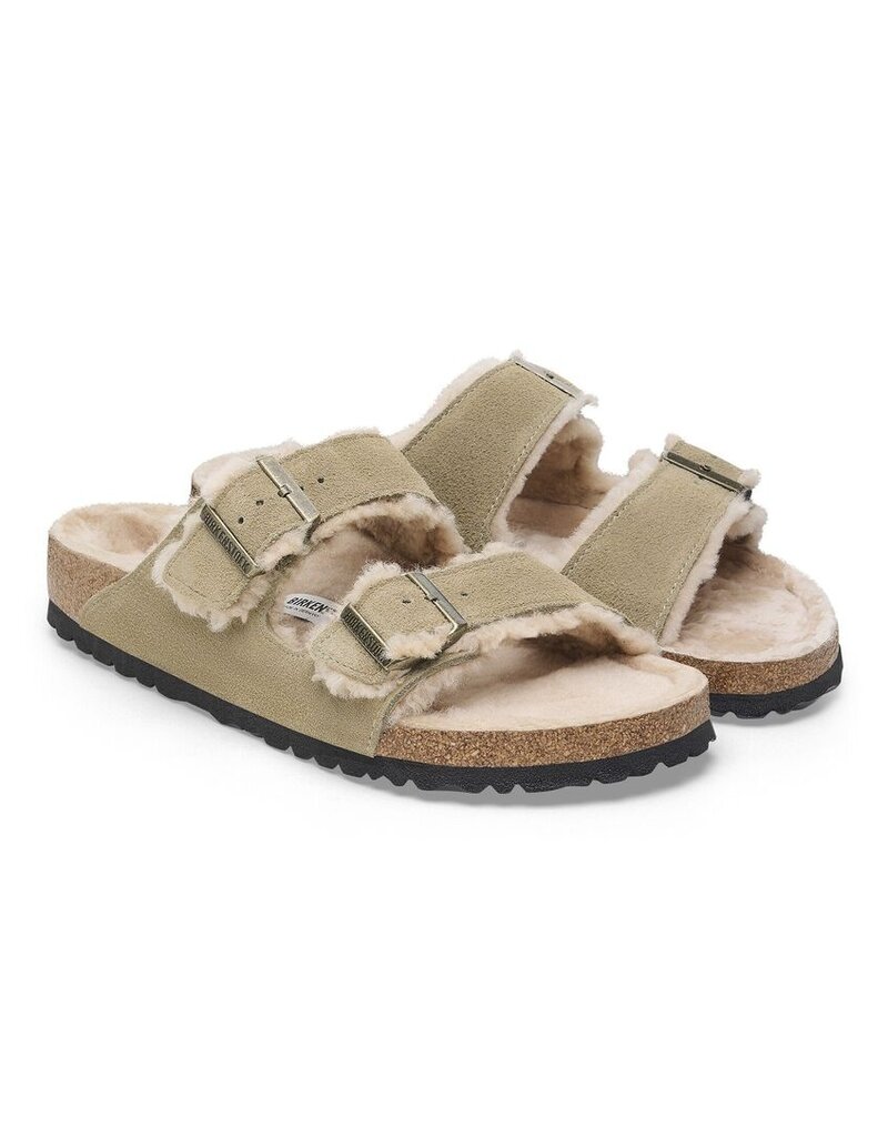 BIRKENSTOCK ARIZONA SUEDE/SHEARLING-SHEARLING TAUPE/SANDCASTLE