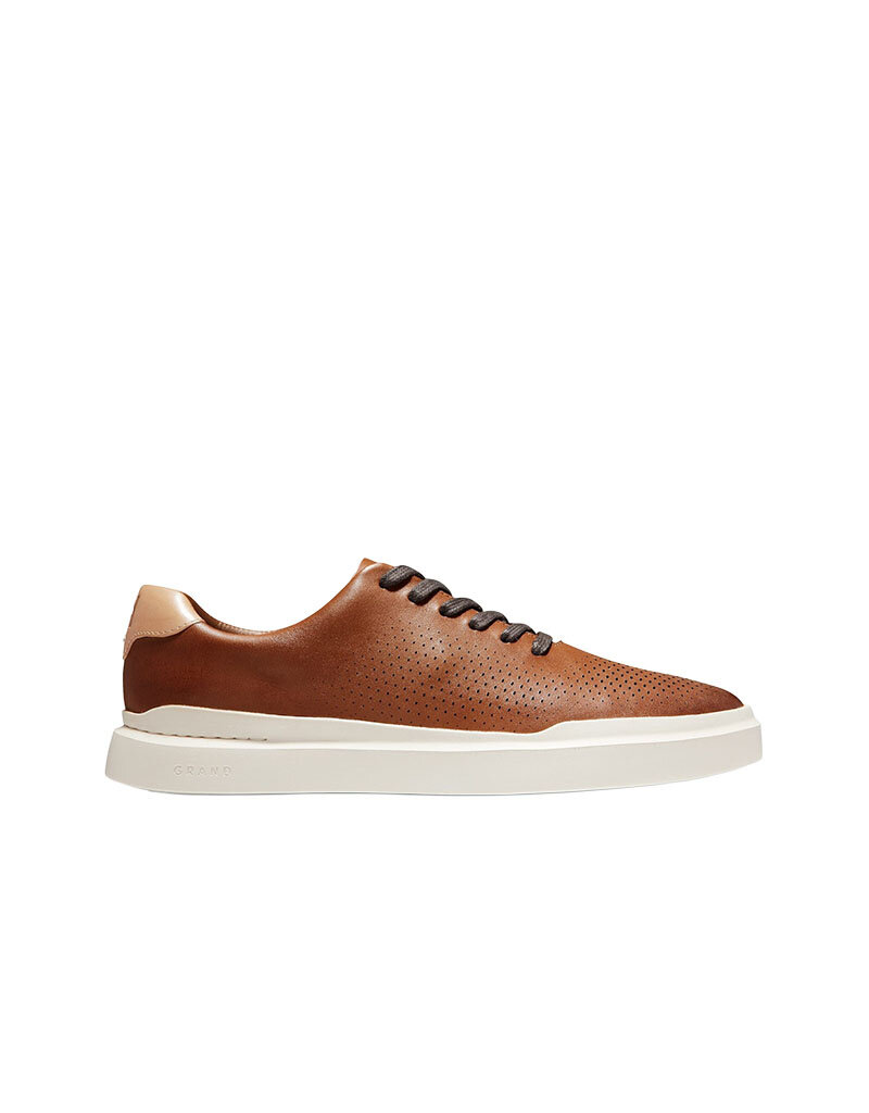 COLE HAAN MEN'S GRANDPRO RALLY LASER CUT SNEAKER BRITISH TAN/IVORY