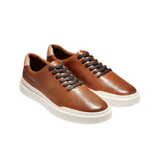 COLE HAAN MEN'S GRANDPRO RALLY LASER CUT SNEAKER BRITISH TAN/IVORY