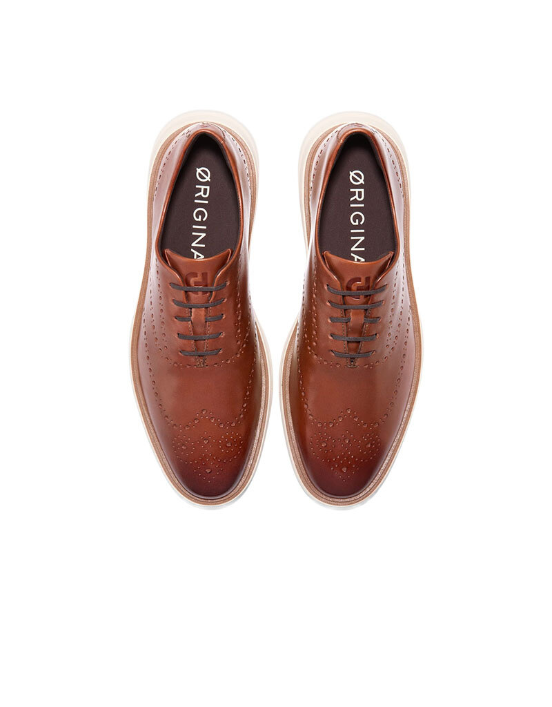 COLE HAAN MEN'S ORIGINAL GRAND CITYSPECTRE WINGTIP-WOODBURY/DARK NATURAL/IVORY