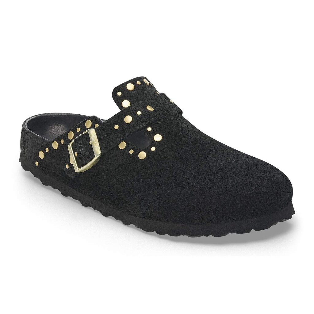 BIRKENSTOCK BOSTON RIVET SUEDE-BLACK | BEND SHOE CO