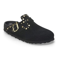 BIRKENSTOCK BOSTON RIVET SUEDE-BLACK | BEND SHOE CO