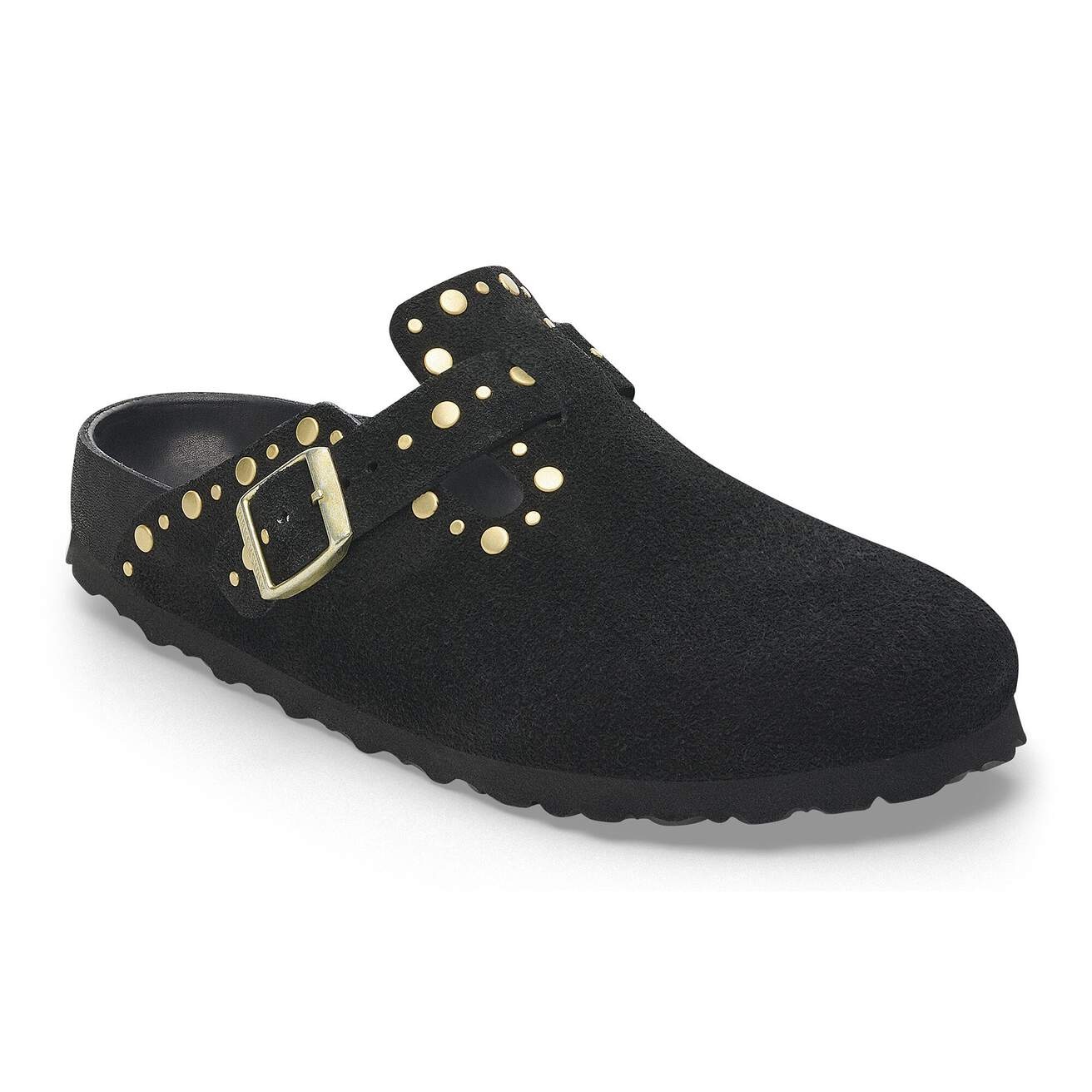 BIRKENSTOCK BOSTON RIVET SUEDE-BLACK